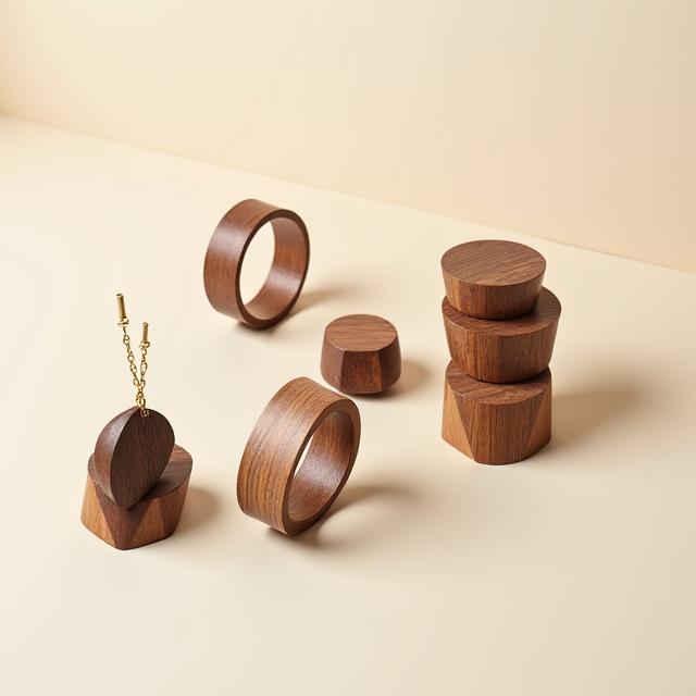Unisex geometrischer Holzschmuck
