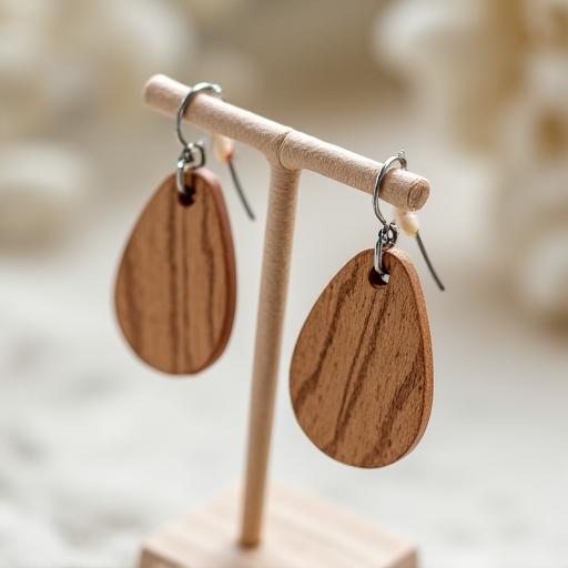 Handgefertigte Holz-Ohrringe
